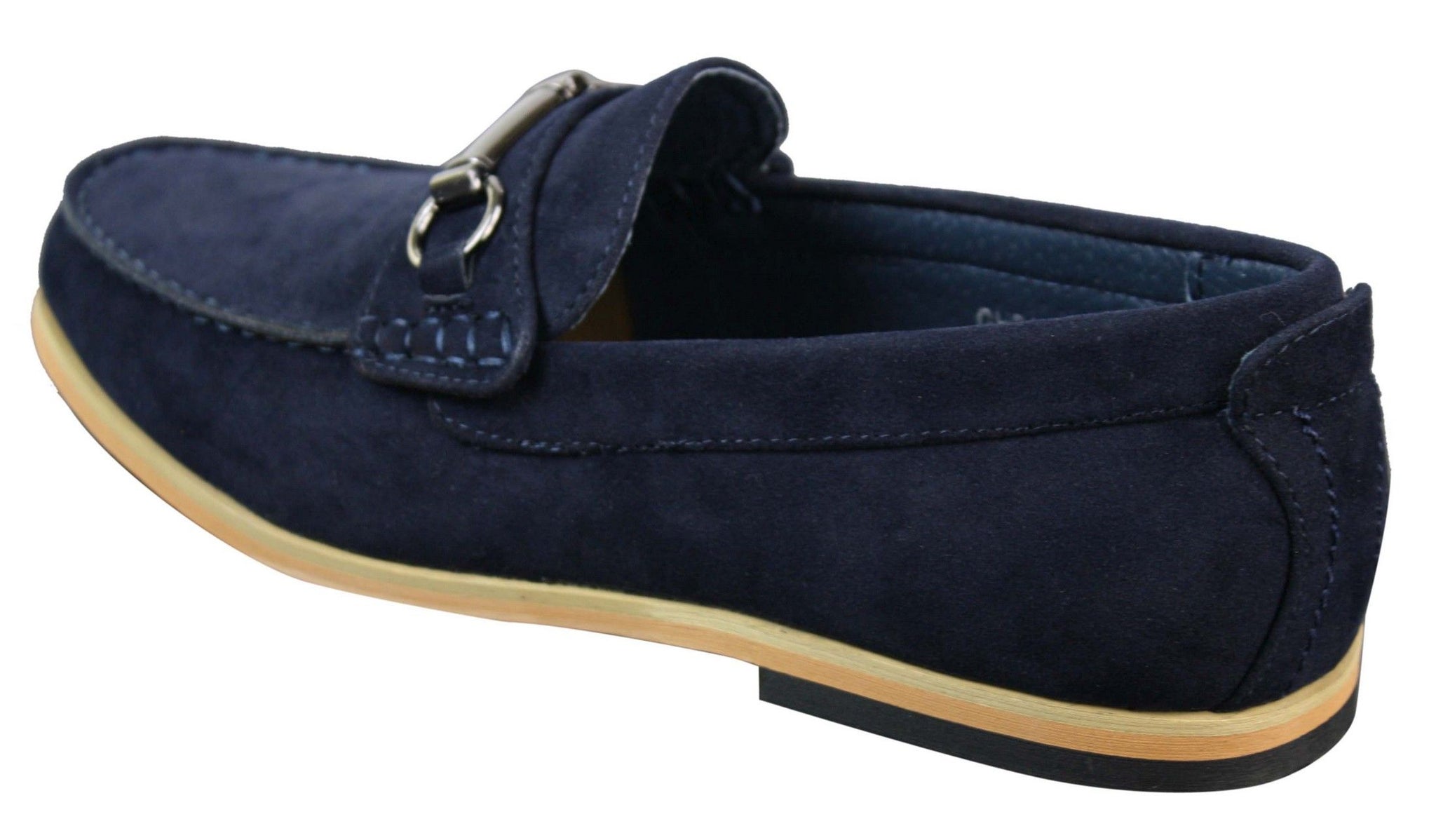 Sapatos masculinos de condução estilo mocassim com fivela e detalhe de bridão, estilo retrô, elegantes e casuais, em camurça.