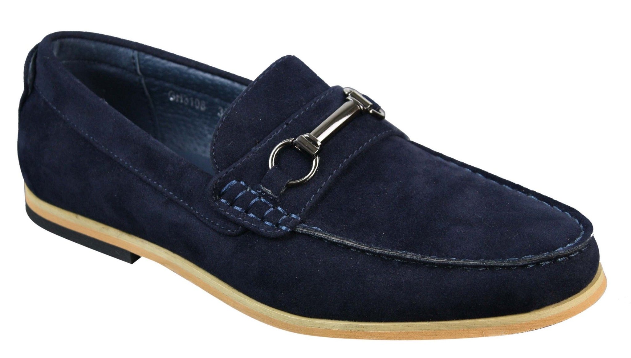 Sapatos masculinos de condução estilo mocassim com fivela e detalhe de bridão, estilo retrô, elegantes e casuais, em camurça.