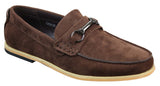 Sapatos masculinos de condução estilo mocassim com fivela e detalhe de bridão, estilo retrô, elegantes e casuais, em camurça.
