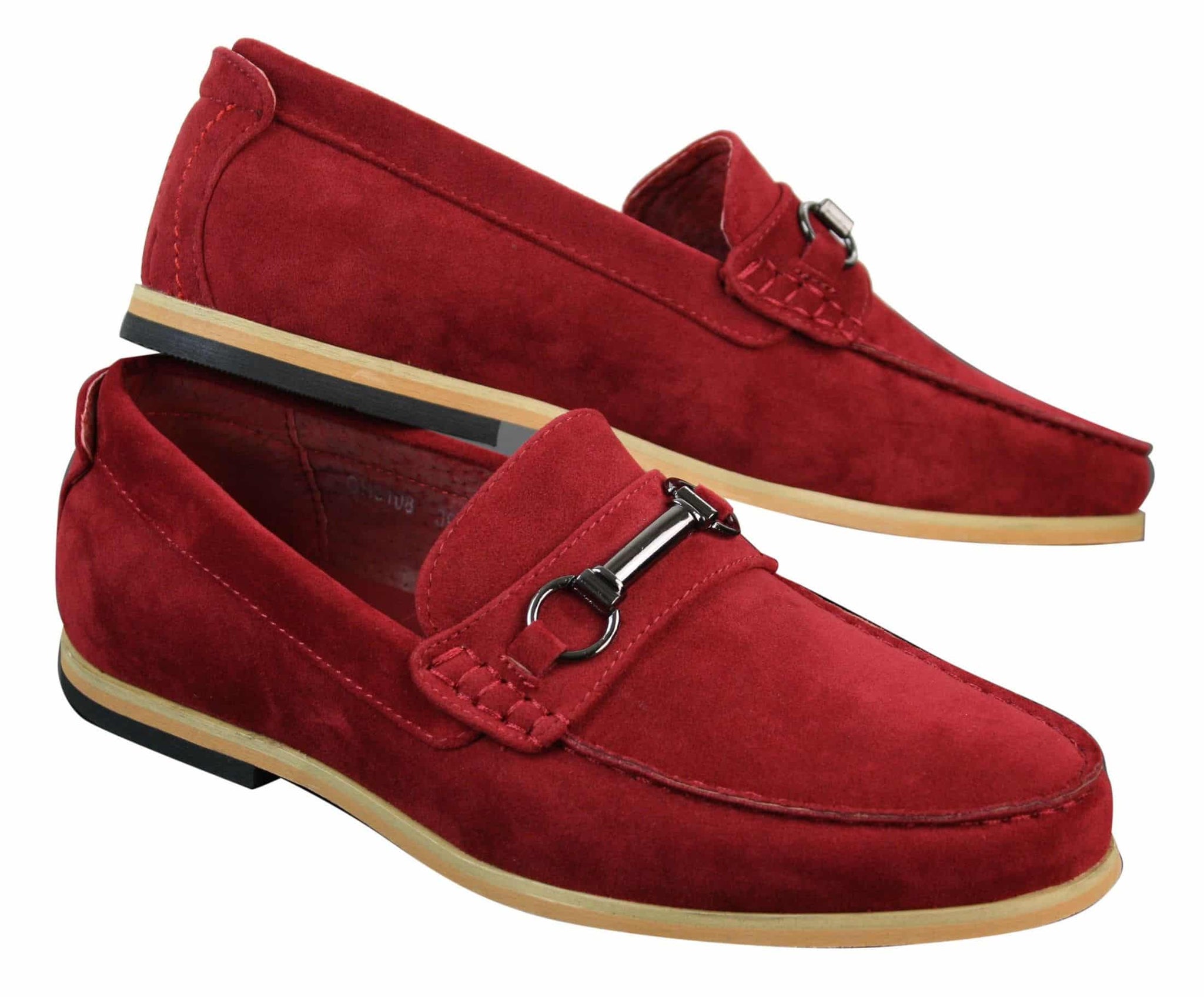 Sapatos masculinos de condução estilo mocassim com fivela e detalhe de bridão, estilo retrô, elegantes e casuais, em camurça.