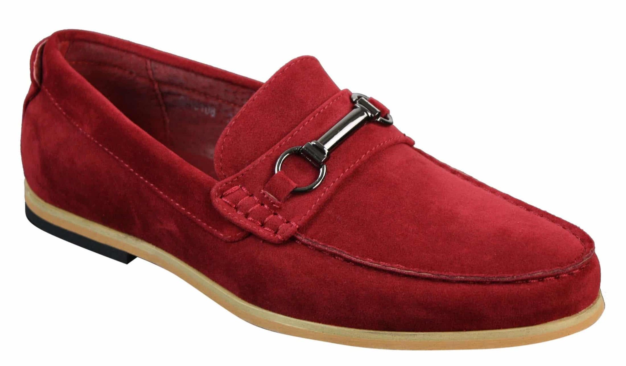 Sapatos masculinos de condução estilo mocassim com fivela e detalhe de bridão, estilo retrô, elegantes e casuais, em camurça.
