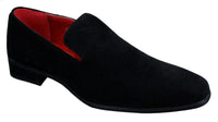 Sapatos Mocassim Masculinos Slip On em Camurça, Couro, Estilo Casual Elegante, nas cores Vermelho, Azul e Preto.