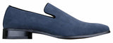 Sapatos Mocassim Masculinos Slip On em Camurça, Couro, Estilo Casual Elegante, nas cores Vermelho, Azul e Preto.
