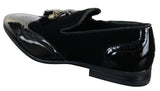 Patron 239-10 Mocassins Masculinos Slip On com Borla, em Couro Envernizado Preto Brilhante e Camurça PU