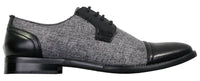 Sapatos masculinos casuais elegantes com cadarço em tweed e couro, estilo vintage retrô.