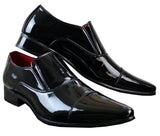 Sapatos sociais masculinos elegantes, brancos, de verniz brilhante, com forro de couro italiano.