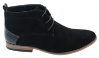 Botas masculinas de camurça estilo deserto, cano curto, nas cores vermelho, cinza, marrom e azul. Elegantes e casuais, em couro com cadarço.