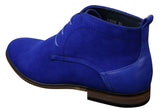 Botas masculinas de camurça estilo deserto, cano curto, nas cores vermelho, cinza, marrom e azul. Elegantes e casuais, em couro com cadarço.