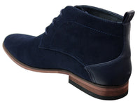 Botas masculinas de camurça estilo deserto, cano curto, nas cores vermelho, cinza, marrom e azul. Elegantes e casuais, em couro com cadarço.