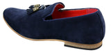 Mocassins masculinos de camurça e couro PU com detalhe de borla nas cores vermelho, cinza, azul, marrom e preto.