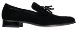 Mocassins masculinos de camurça, sapatos de condução, estilo slip-on, com detalhe de borla, em couro, elegantes e casuais.