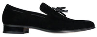 Mocassins masculinos de camurça, sapatos de condução, estilo slip-on, com detalhe de borla, em couro, elegantes e casuais.