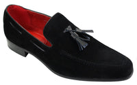 Mocassins masculinos de camurça, sapatos de condução, estilo slip-on, com detalhe de borla, em couro, elegantes e casuais.