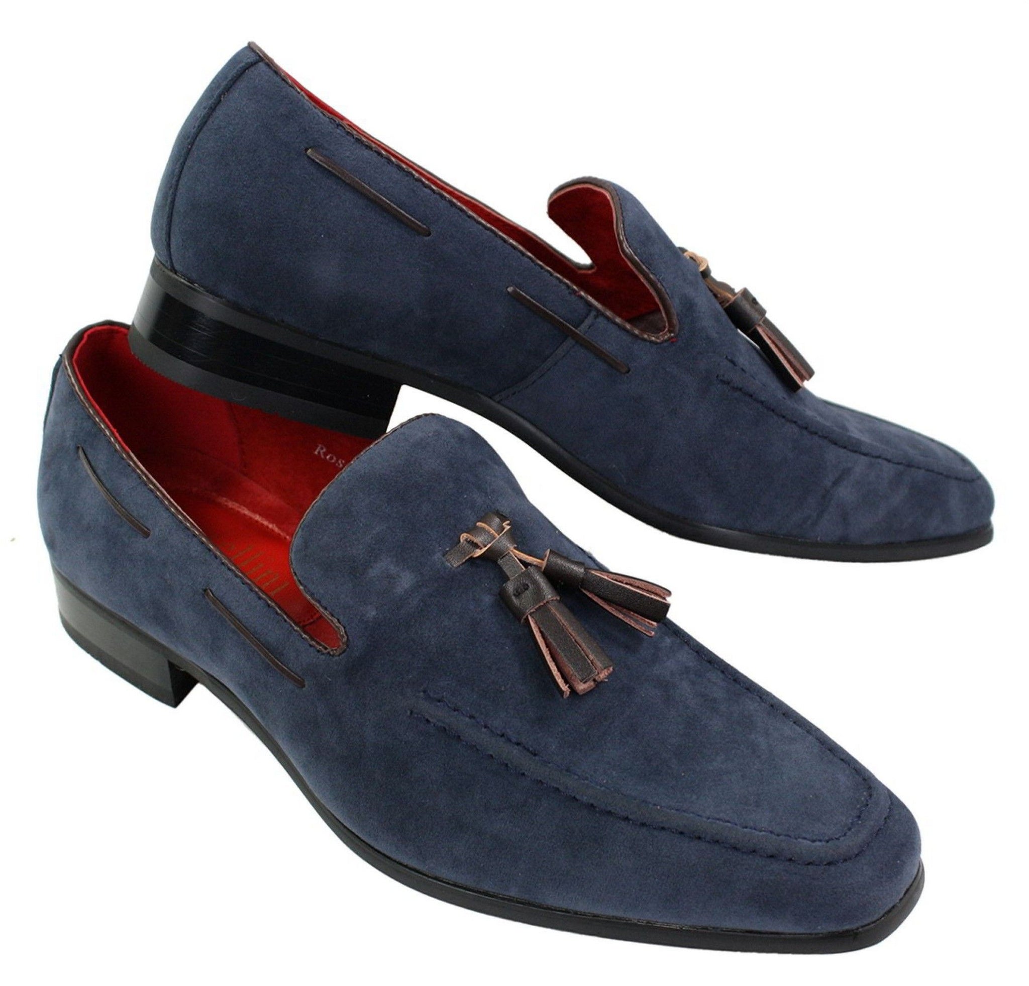 Mocassins masculinos de camurça, sapatos de condução, estilo slip-on, com detalhe de borla, em couro, elegantes e casuais.