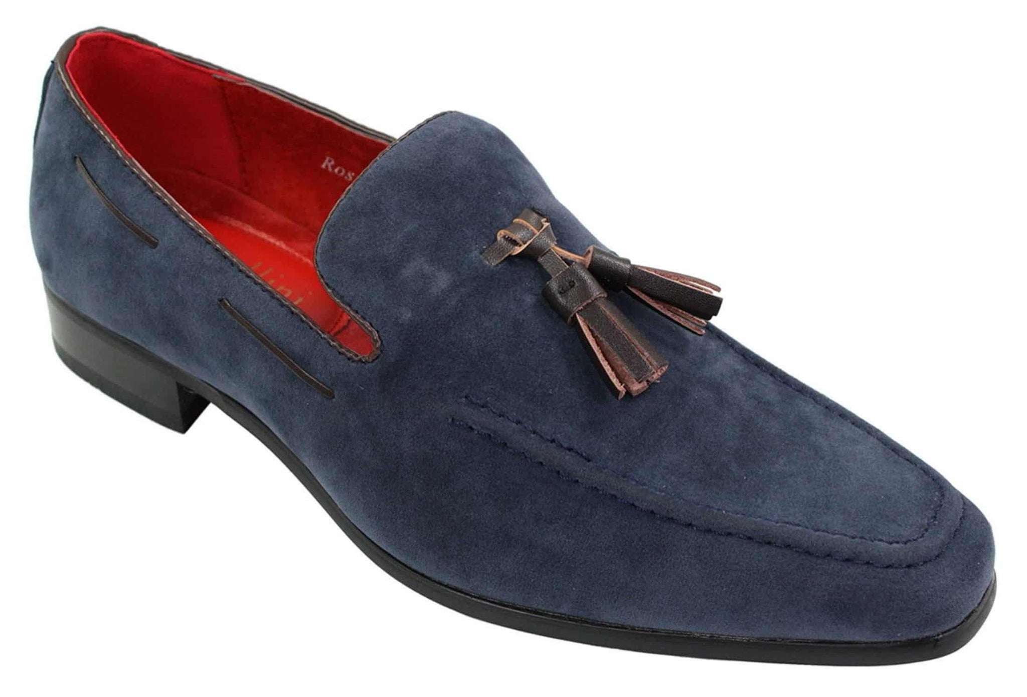 Mocassins masculinos de camurça, sapatos de condução, estilo slip-on, com detalhe de borla, em couro, elegantes e casuais.