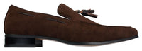 Mocassins masculinos de camurça, sapatos de condução, estilo slip-on, com detalhe de borla, em couro, elegantes e casuais.