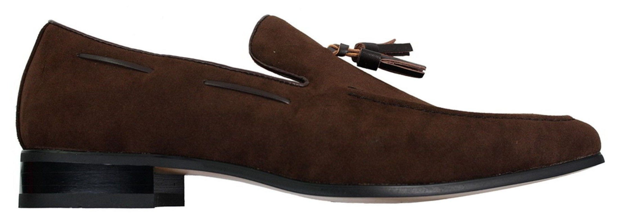 Mocassins masculinos de camurça, sapatos de condução, estilo slip-on, com detalhe de borla, em couro, elegantes e casuais.
