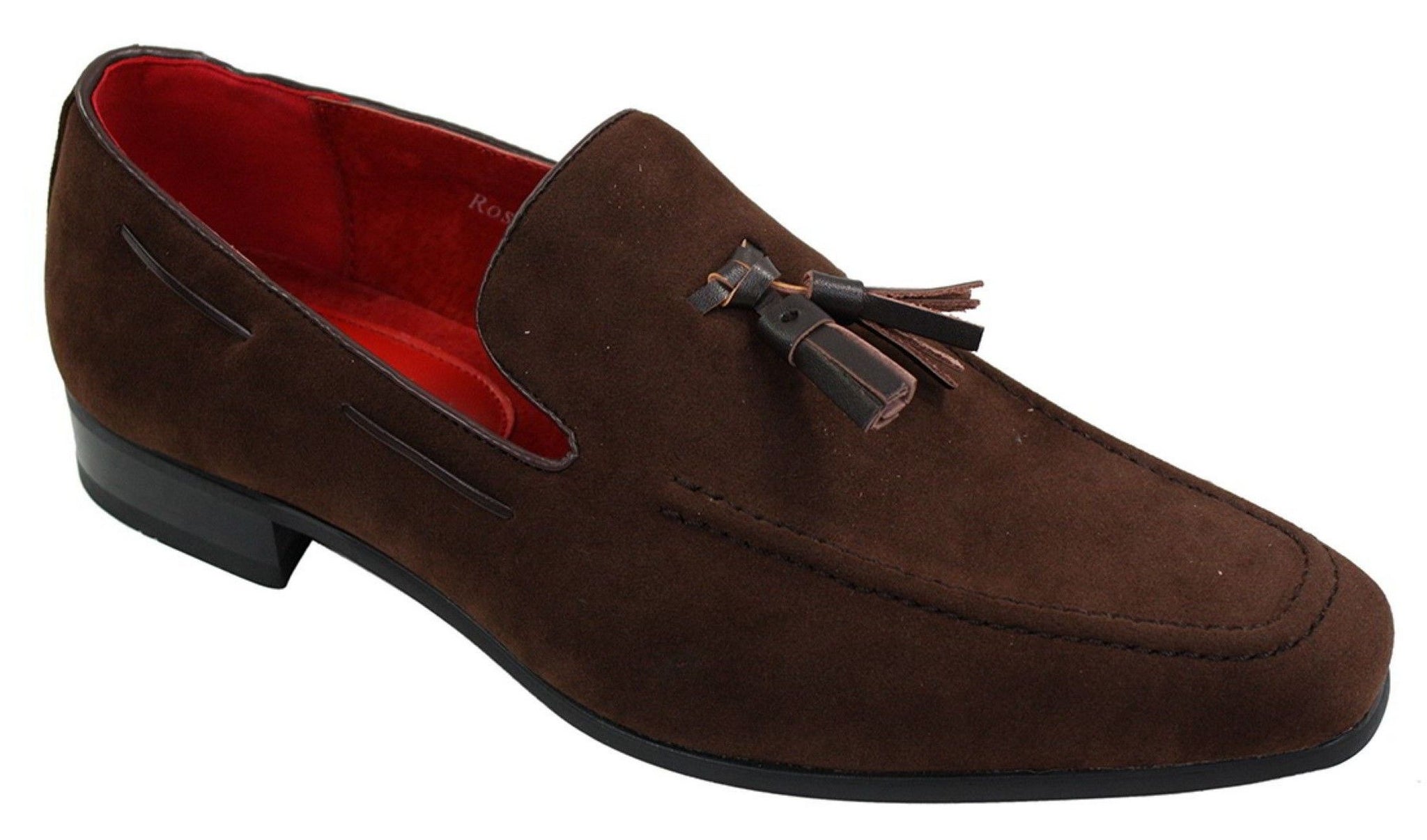 Mocassins masculinos de camurça, sapatos de condução, estilo slip-on, com detalhe de borla, em couro, elegantes e casuais.