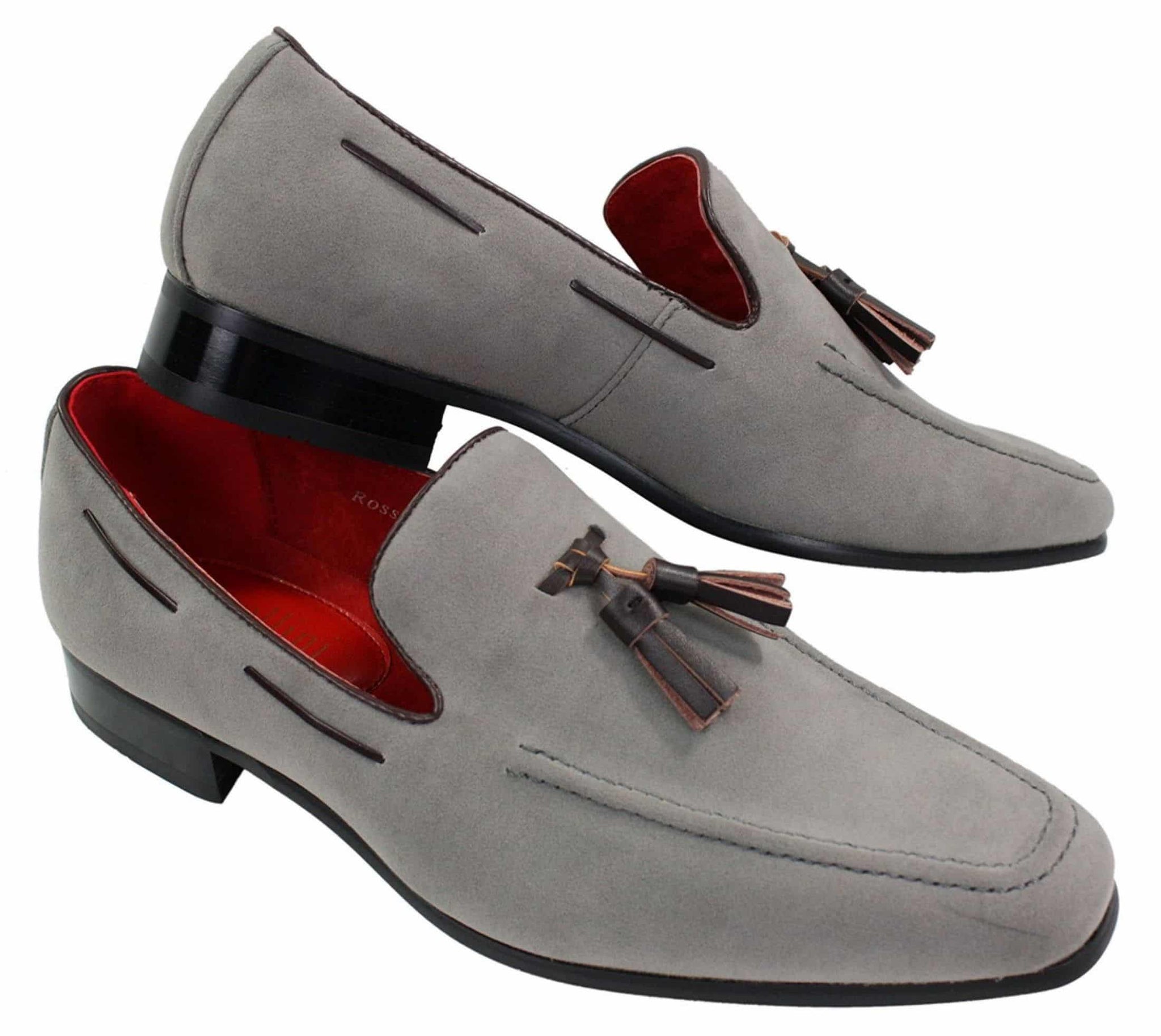 Mocassins masculinos de camurça, sapatos de condução, estilo slip-on, com detalhe de borla, em couro, elegantes e casuais.