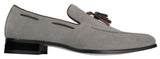 Mocassins masculinos de camurça, sapatos de condução, estilo slip-on, com detalhe de borla, em couro, elegantes e casuais.