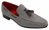 Mocassins masculinos de camurça, sapatos de condução, estilo slip-on, com detalhe de borla, em couro, elegantes e casuais.