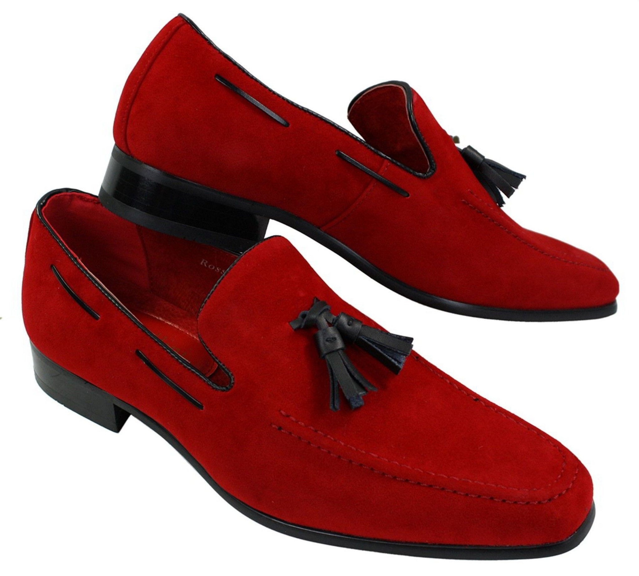 Mocassins masculinos de camurça, sapatos de condução, estilo slip-on, com detalhe de borla, em couro, elegantes e casuais.