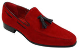 Mocassins masculinos de camurça, sapatos de condução, estilo slip-on, com detalhe de borla, em couro, elegantes e casuais.