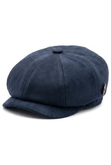 Chapéu Baker Boy Gatsby Clássico Vintage de Camurça Masculina com 8 Painéis - Azul Marinho