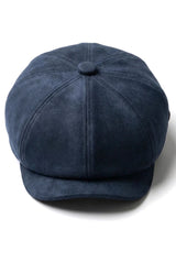 Chapéu Baker Boy Gatsby Clássico Vintage de Camurça Masculina com 8 Painéis - Azul Marinho