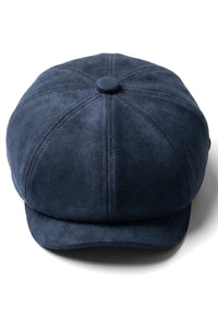 Chapéu Baker Boy Gatsby Clássico Vintage de Camurça Masculina com 8 Painéis - Azul Marinho