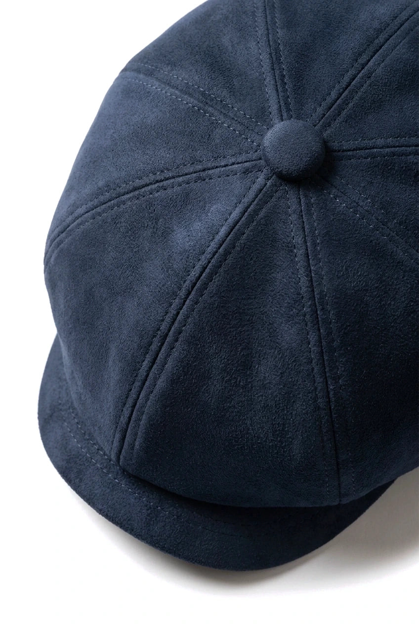 Chapéu Baker Boy Gatsby Clássico Vintage de Camurça Masculina com 8 Painéis - Azul Marinho
