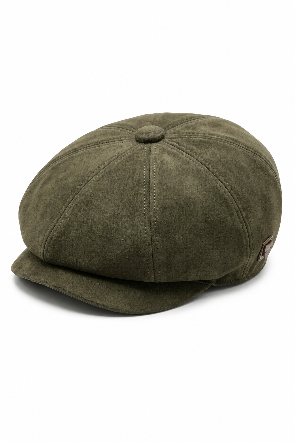 Chapéu Baker Boy Gatsby Clássico Vintage de 8 Painéis em Camurça Masculina - Verde Oliva