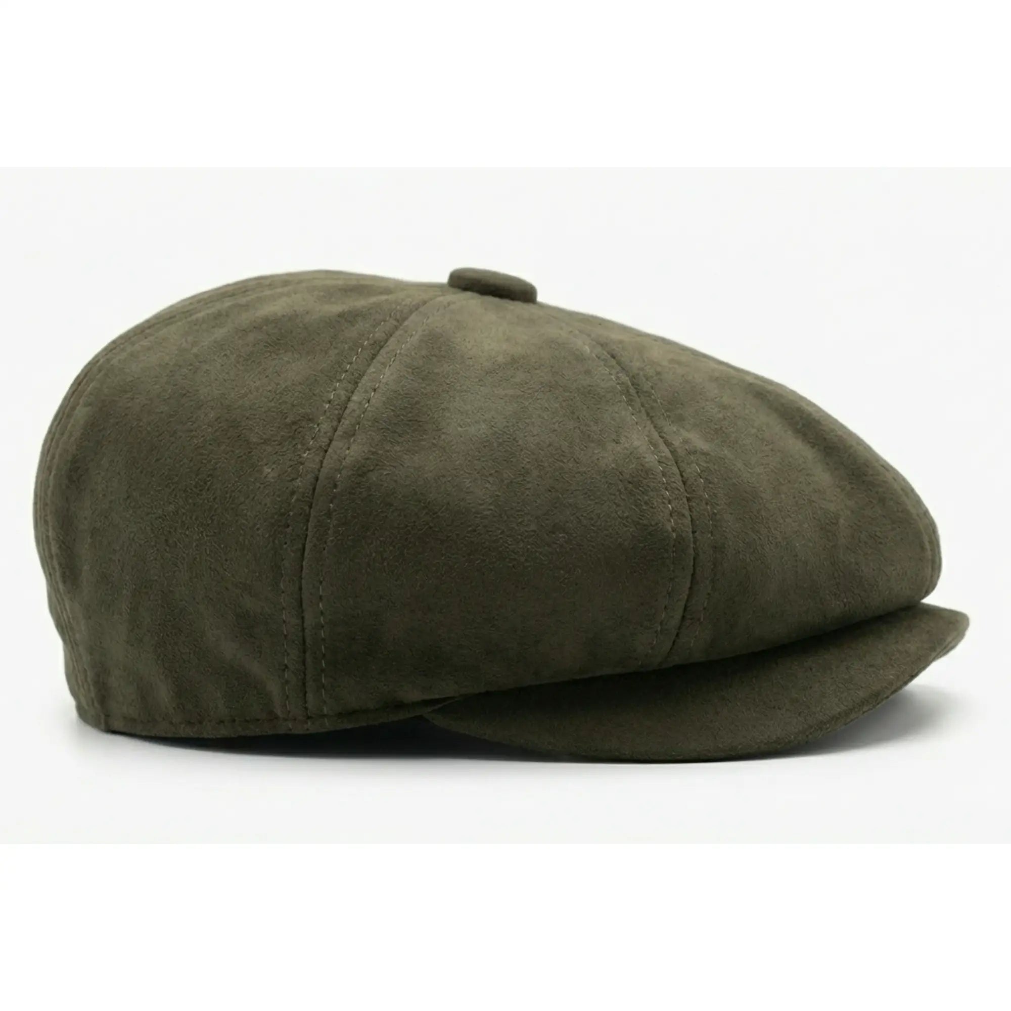 Chapéu Baker Boy Gatsby Clássico Vintage de 8 Painéis em Camurça Masculina - Verde Oliva