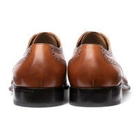 Sapatos Oxford Masculinos em Couro Marrom Claro com Biqueira Reta