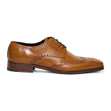Sapatos Brogue masculinos clássicos de couro marrom claro com cadarço
