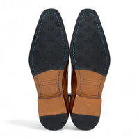 Sapatos Brogue masculinos clássicos de couro marrom claro com cadarço
