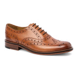 Sapatos Oxford Brogue Wingtip Masculinos em Couro Marrom Claro