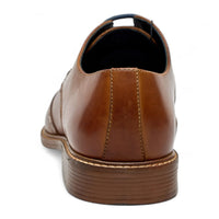 Sapatos Oxford Brogue Masculinos em Couro Castanho com Bico Wingtip