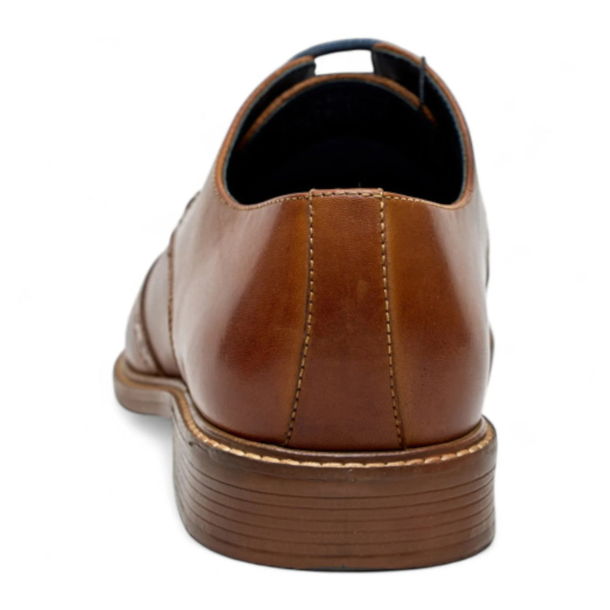 Sapatos Oxford Brogue Masculinos em Couro Castanho com Bico Wingtip