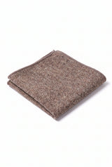 Lenço de bolso masculino em tweed bege, mistura de lã e tecido tweed.