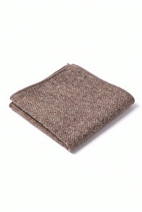 Lenço de bolso masculino em tweed bege, mistura de lã e tecido tweed.