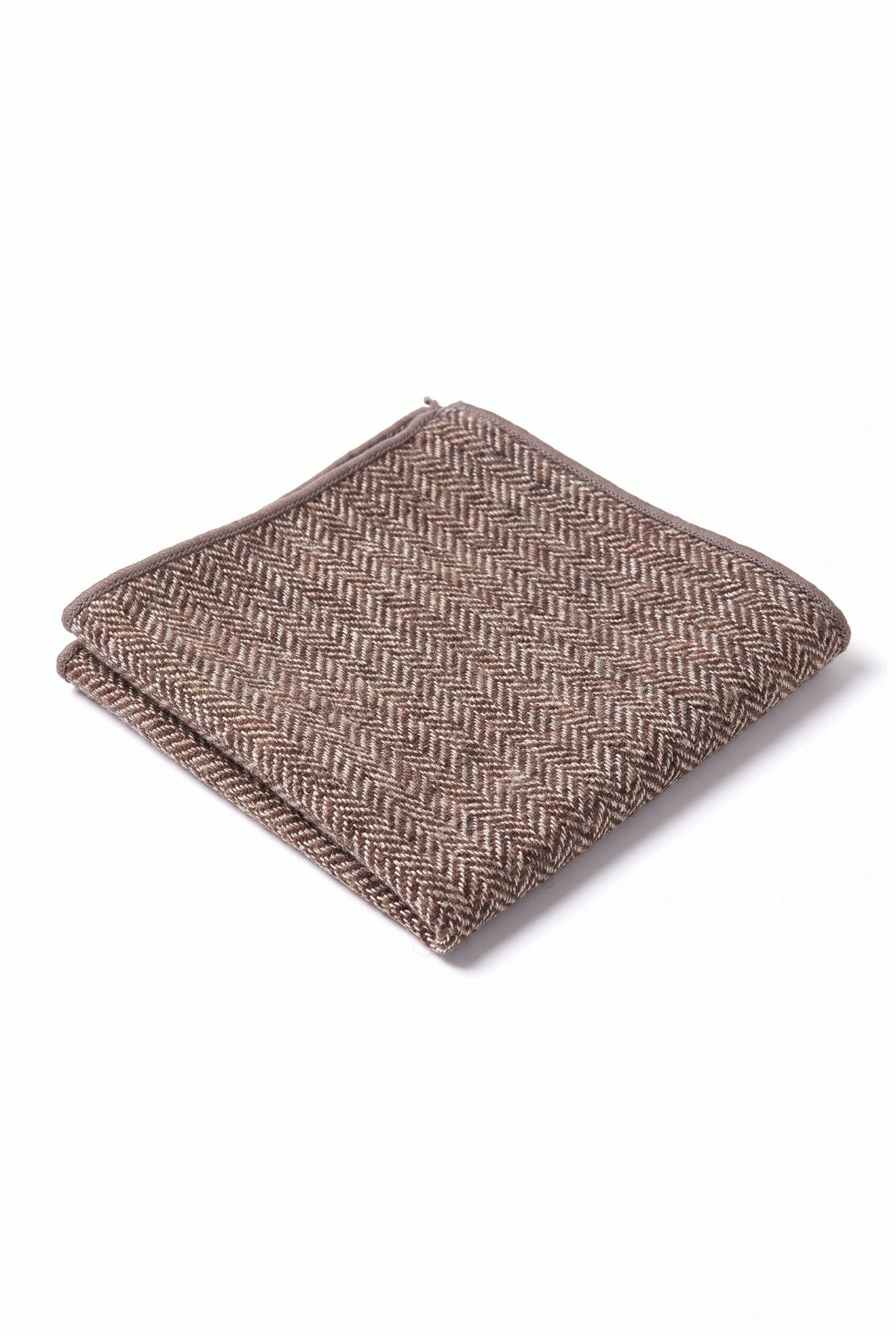 Lenço de bolso masculino em tweed bege, mistura de lã e tecido tweed.