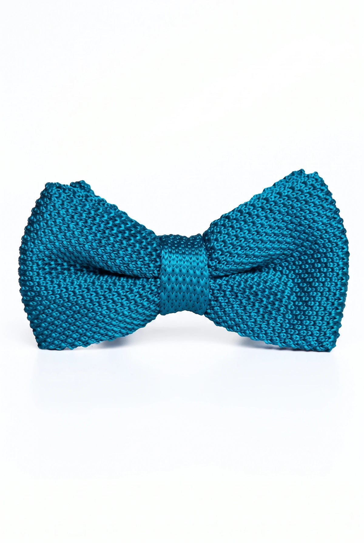Gravata borboleta masculina de tricô na cor verde-azulada