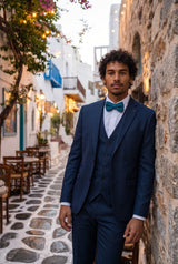 Gravata borboleta masculina de tricô na cor verde-azulada