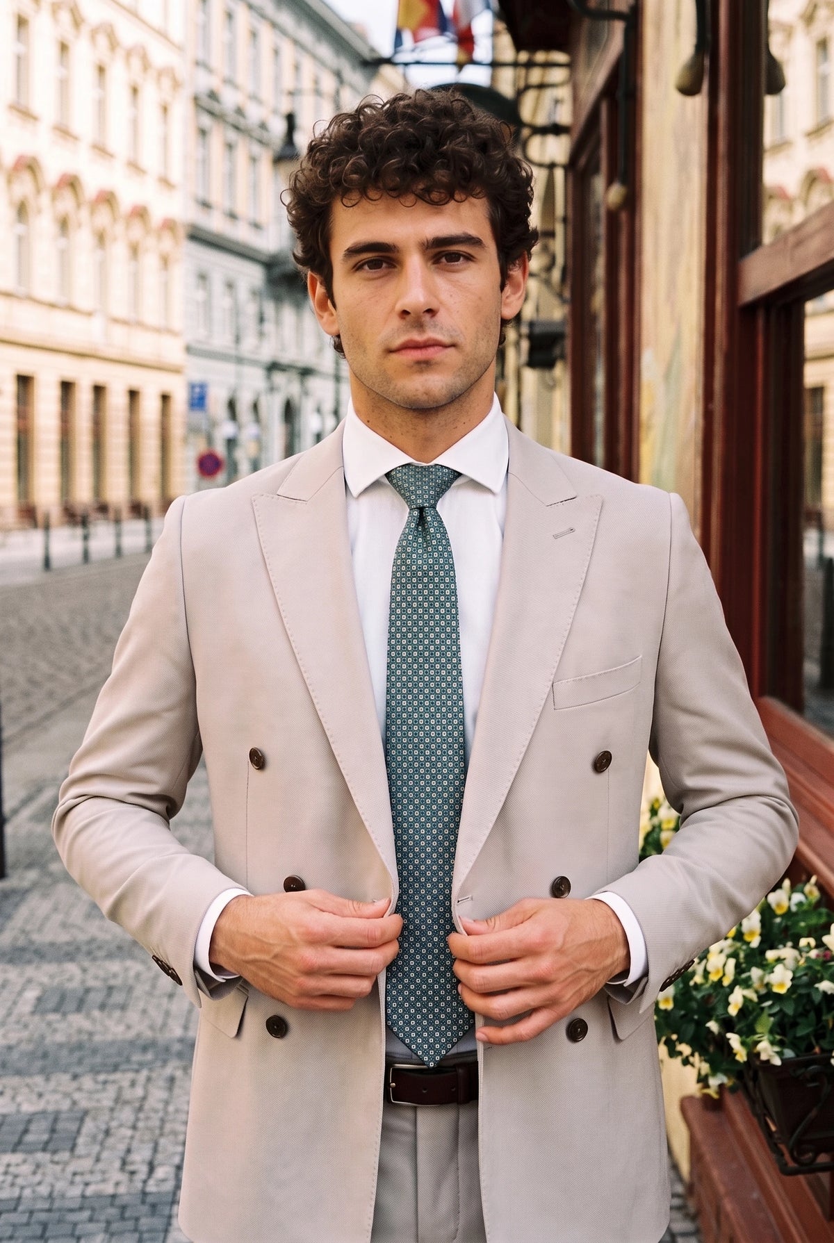 Gravata masculina de tecido texturizado azul-petróleo