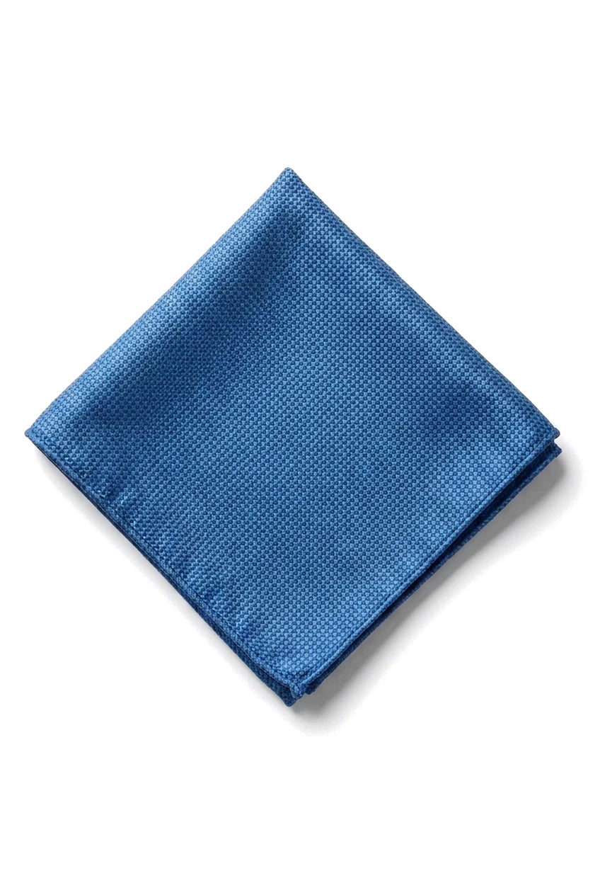 Conjunto de gravata e lenço de bolso masculino formal, cor sólida - Azul
