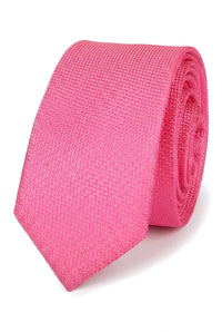 Conjunto de gravata e lenço de bolso masculino formal, cor sólida - fúcsia
