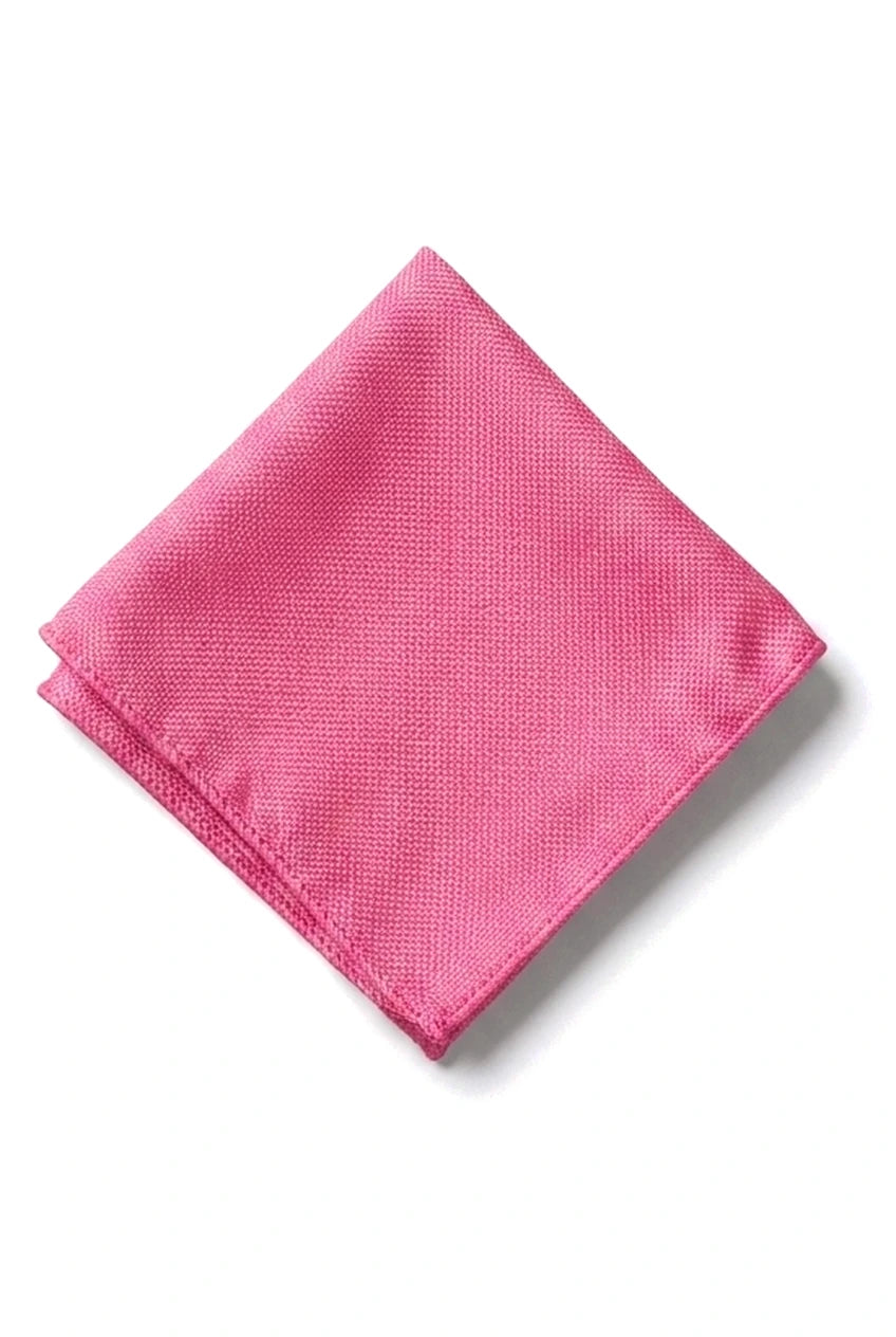 Conjunto de gravata e lenço de bolso masculino formal, cor sólida - fúcsia
