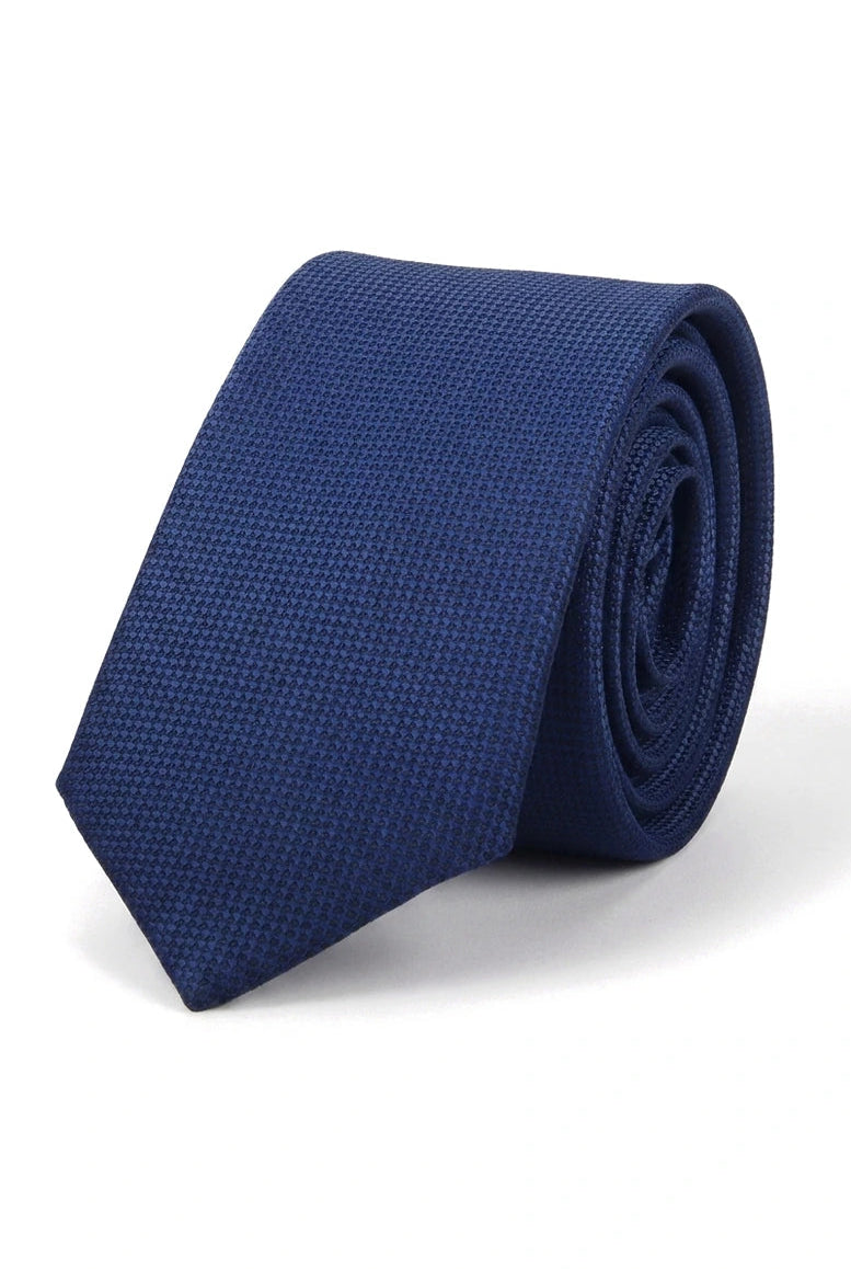 Conjunto de gravata e lenço de bolso masculino formal liso - Azul Marinho
