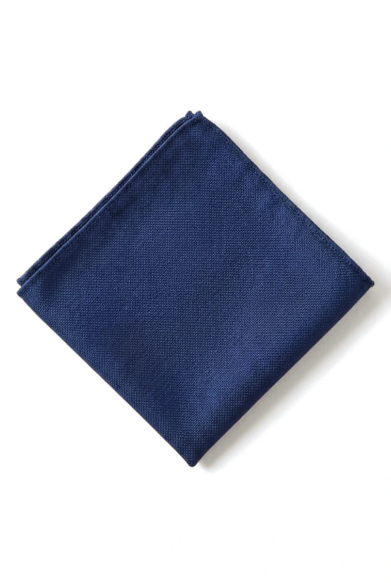 Conjunto de gravata e lenço de bolso masculino formal liso - Azul Marinho